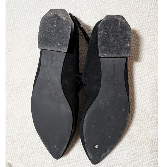 Rebecca Minkoff Black Faye Suede Studded Ankle Flats - Picture 3 of 4